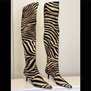 Donald Pliner Zebra Vondra OTK Boots, size 8